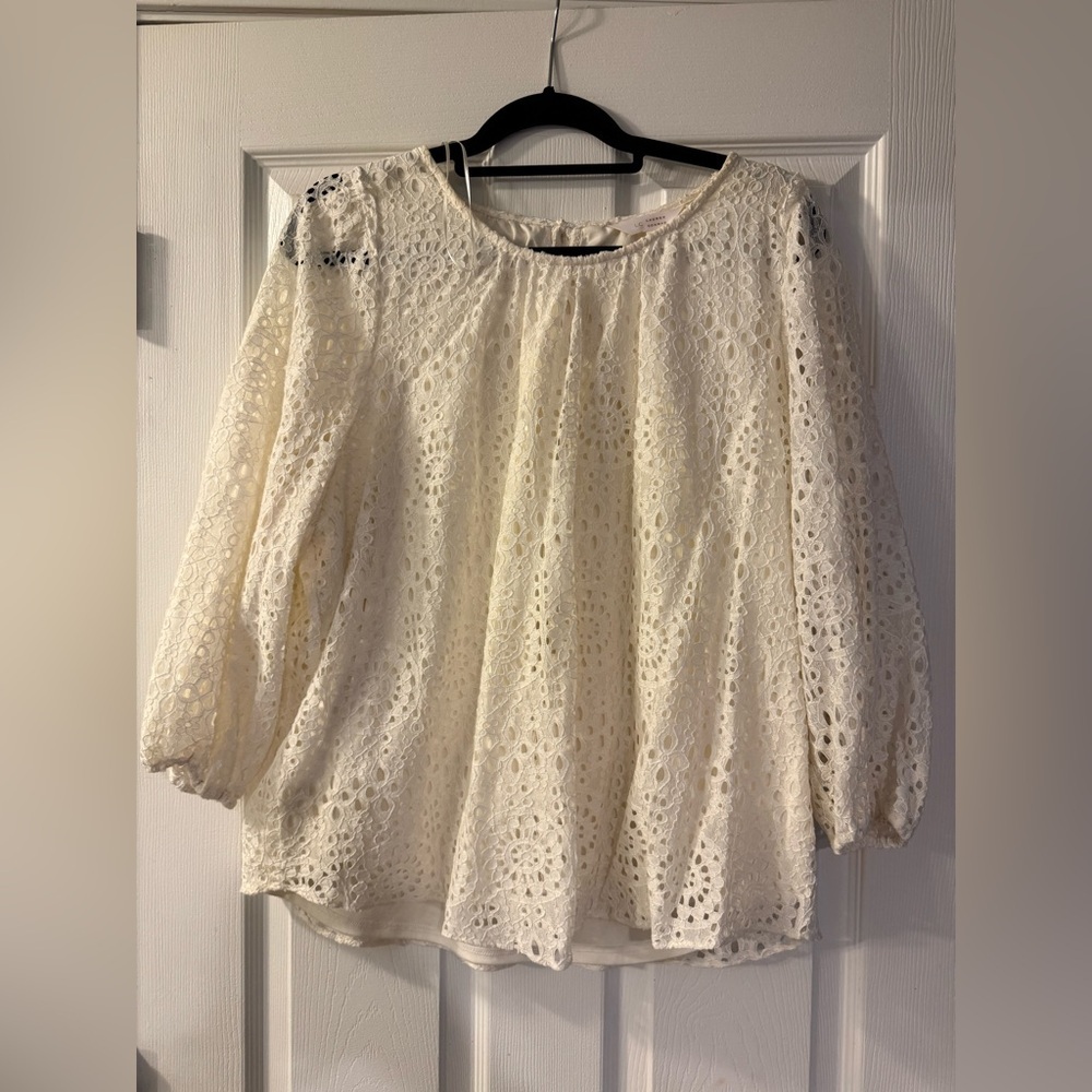 LC Lauren Conrad Ivory Lace Blouse